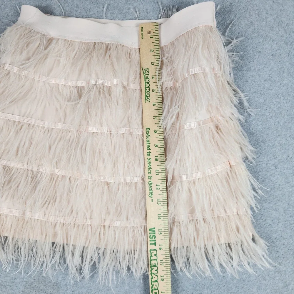AKIRA Mini Skirt Girls Large Blush Feather Girl Mini Tiered Faux Feather Stretch